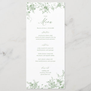 Classic Toile Green Floral Mariage Menu Table