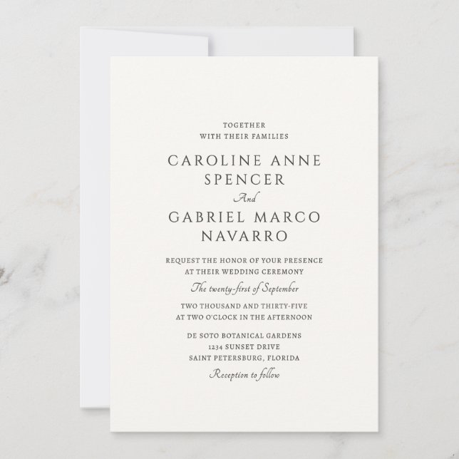 Classic Traditional Formal Wedding Invitation (Devant)