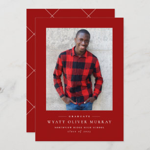 Classic une photo rouge faire-part de graduation
