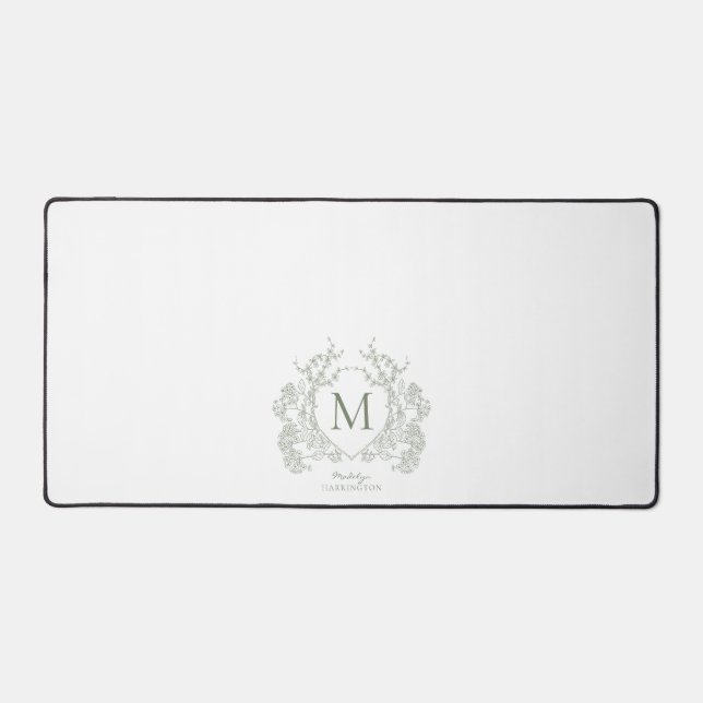 Classic Vert Sage Vert Floral Crest Monogramme (Recto)