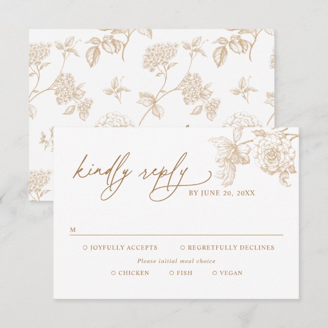 Classic Victorian Floral Meal Options Wedding RSVP (Devant / Derrière)