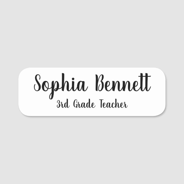 Classic White Teacher Name Badge (Devant)
