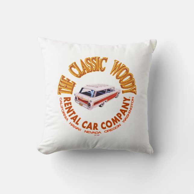 Classic Woody Rental Car Company Logo Coussin (Recto)
