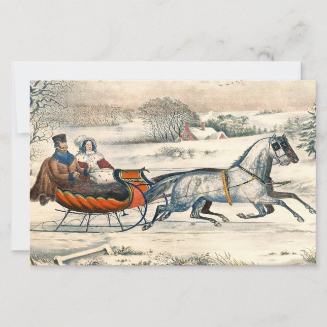 Classique 1853 Promenade en traîneau Currier Ives  (Devant)