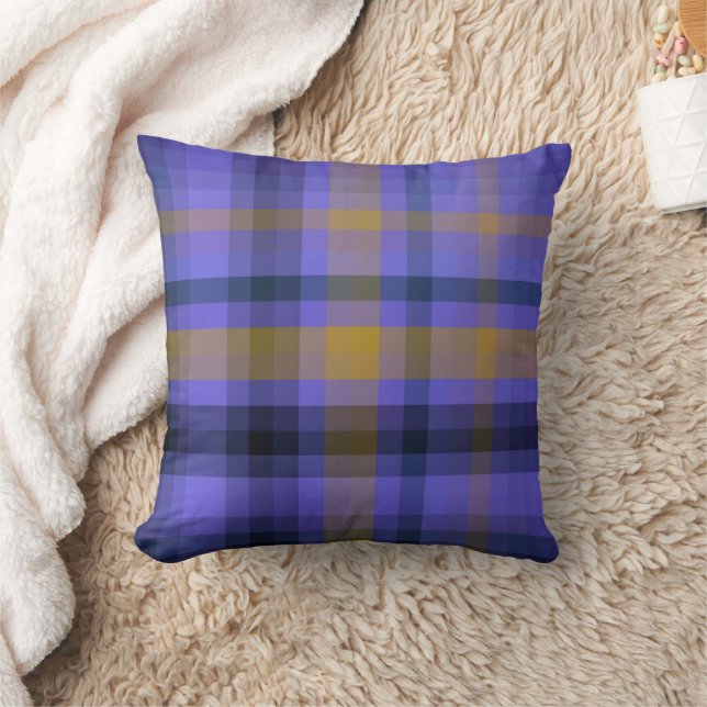 Classique Bleu Gris Jaune Plaid Coussin (Couverture)