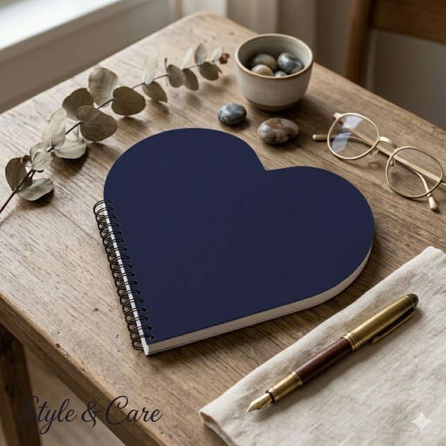 Classique Cahier en forme de cœur à reliure spiral (Classic Navy Blue Spiral-Bound Heart Shaped Notebook)