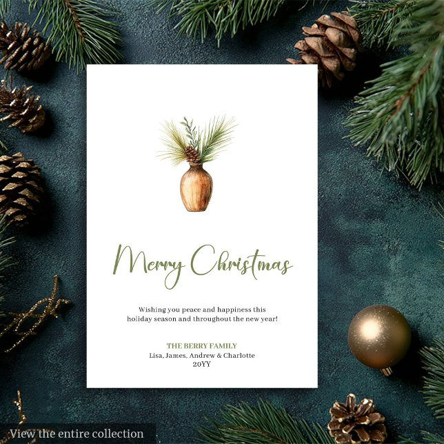 Classique Carte de Vœux Botanique Bohème Terreuse  (Classic Bohemian Botanical Earthy Holiday Greeting)