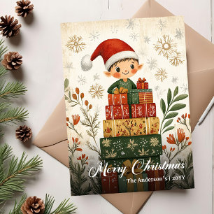 Classique carte de vœux de Noël arbre design vinta