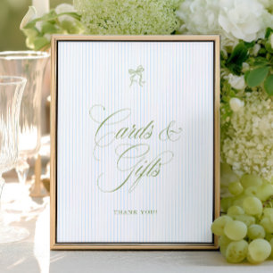 Classique Carte et Cadeaux Signe Vert Sauge & Bleu