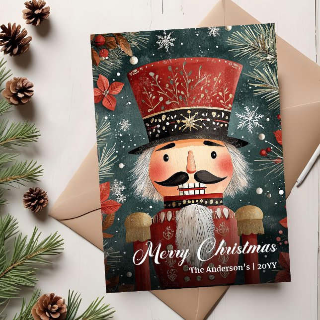 Classique carte numérique de Noël casse-noisette v (Classic vintage Christmas nutcracker digital Holiday Card)