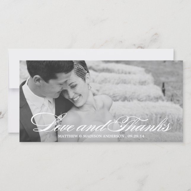 Classique | Carte photo mariage Merci (Devant)