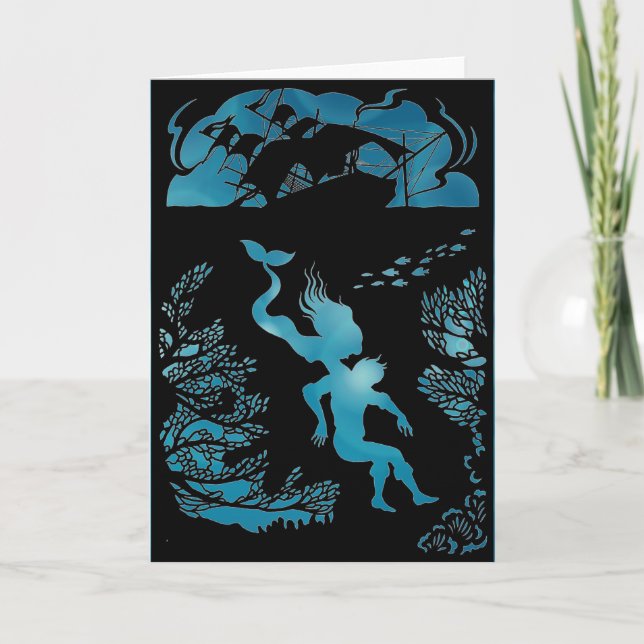 Classique conte de fées de la sirène. Carte vierge (Devant)
