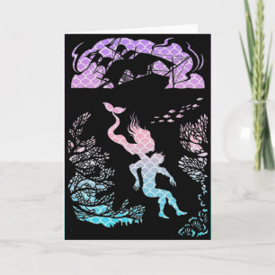 Classique conte de fées de la sirène. Carte vierge