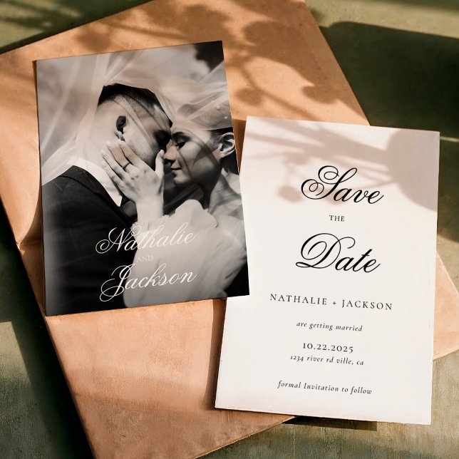 Classique Élégant Faire-Part de Mariage Photo (Créateur téléchargé)