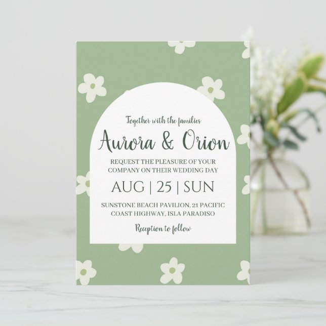 classique formel sauge vert invitation mariage (Debout devant)