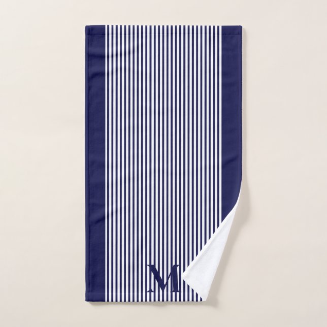 Classique Luxe Bleu Marine Nautical (Serviette à main)