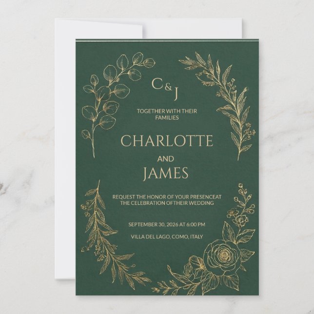 Classique Luxe | Élégante invitation de mariage ve (Devant)