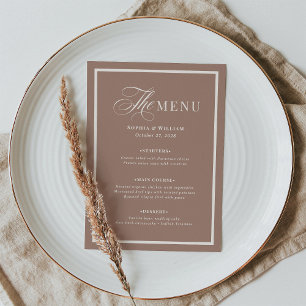 Classique Luxe   Menu Mariage Neutre Bordure Taupe