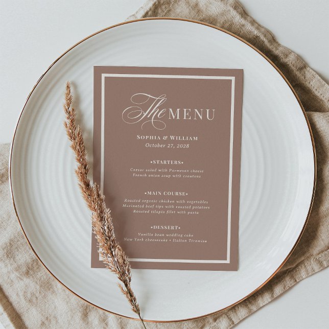 Classique Luxe | Menu Mariage Neutre Bordure Taupe (Créateur téléchargé)