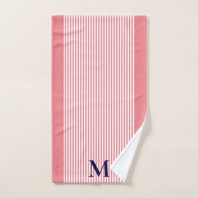 Classique Nautique Marine & Luxe Rose (Serviette à main)