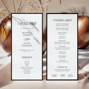 Classique Noir et Blanc Élégant Mariage Programmes
