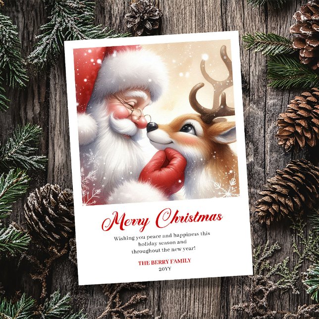 Classique Père Noël avec Rudolph Carte de vœux de  (Classic Santa With Rudolph Vintage Holiday Greeting Card)