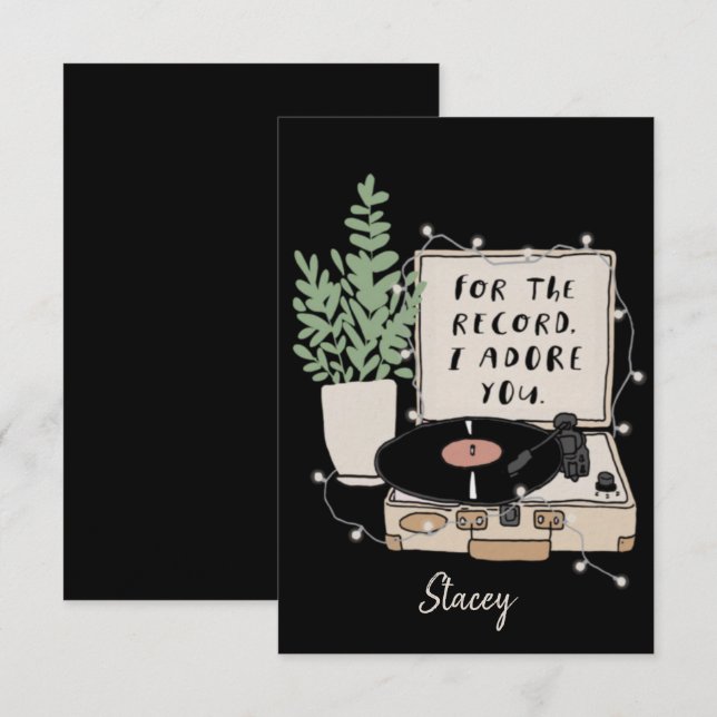 Classroom "For the Record, I Adore You" V'Day Card (Devant / Derrière)