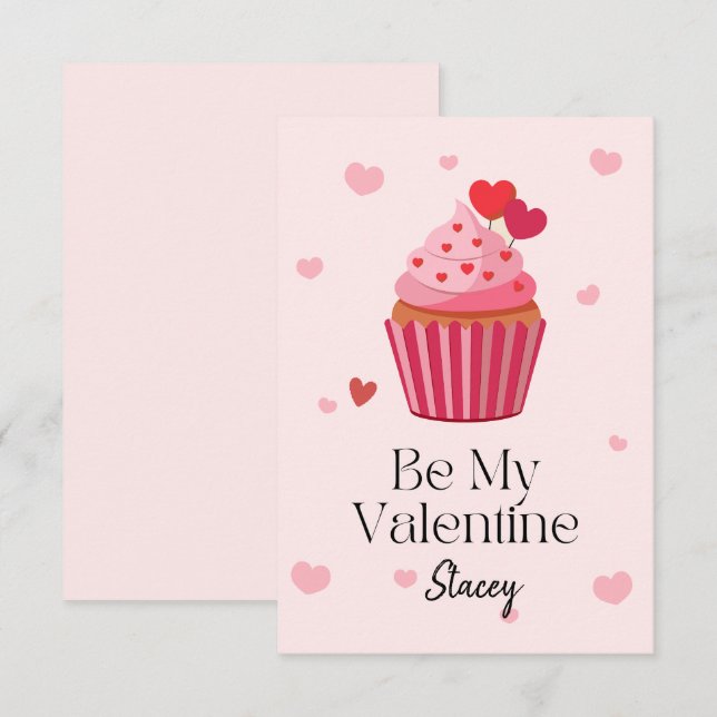 Classroom Valentine Be Mine Cupcake (Devant / Derrière)