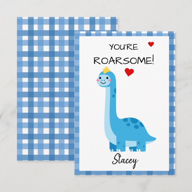 Classroom Valentine Dinosaur You're Roarsome! (Devant / Derrière)