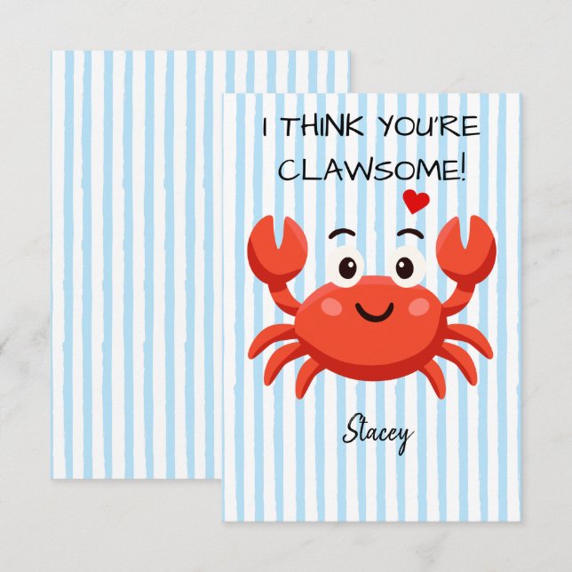 Classroom Valentine "I think you're claw-some" (Devant / Derrière)