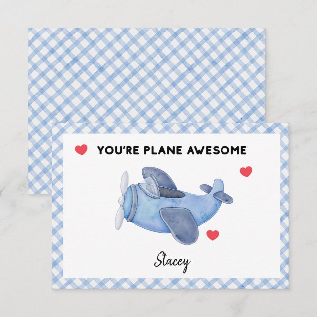 Classroom Valentine "Plane Awesome' (Devant / Derrière)