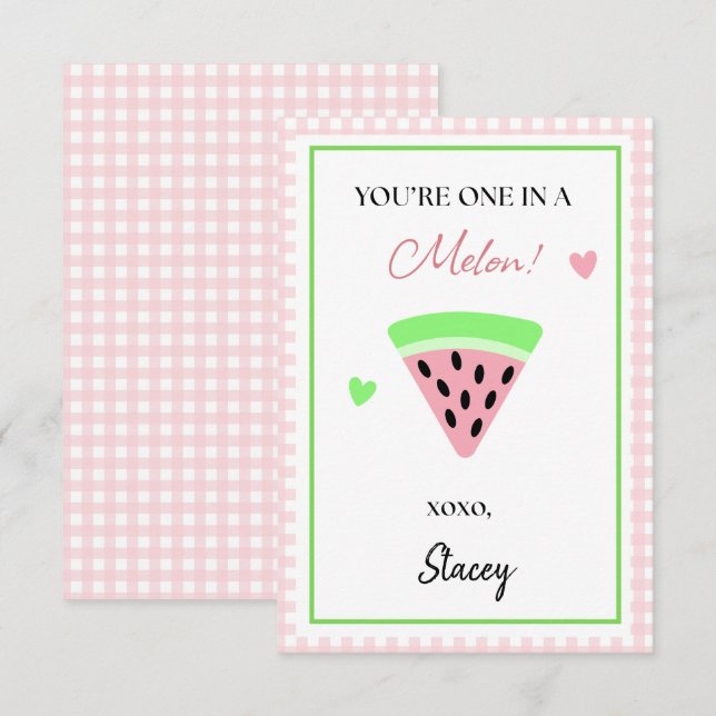 Classroom Valentine Vous êtes unique dans un melon (Devant / Derrière)