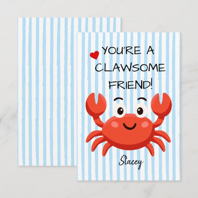 Classroom Valentine "You're a Clawsom Friend" (Devant / Derrière)