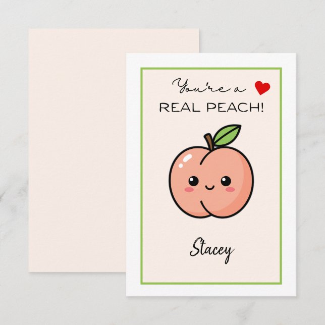 Classroom Valentine "You're a Real Peach" (Devant / Derrière)