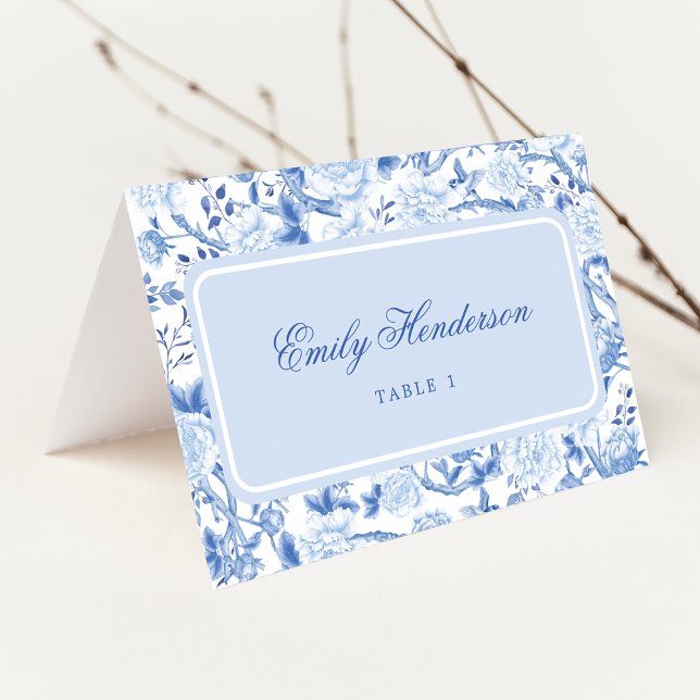 Classy Blue Chinoiserie Mariage Table Place Cartes (Créateur téléchargé)