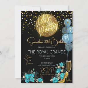Classy Blue et Gold Fancy Invitation d'anniversair