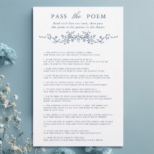 Classy Blue Floral 'Pass Poem' Jeu
