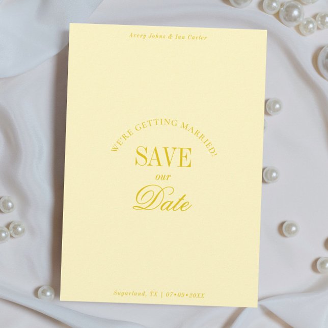 Classy Butter Yellow Elegant Save the Date Card (Créateur téléchargé)