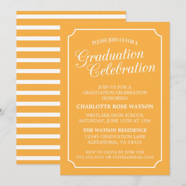 CLASSY CHIC ELEGANT GRADUTY INVITATION PARTI (Devant / Derrière)