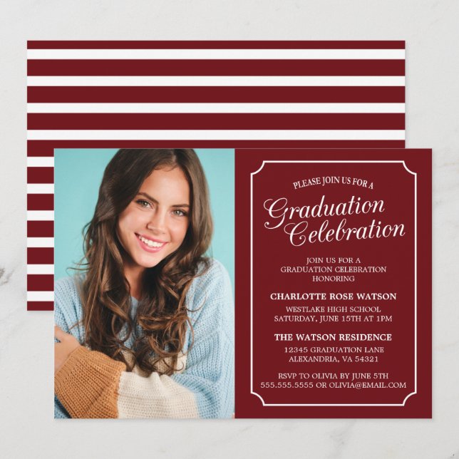 CLASSY CHIC ELEGANT GRADUTY INVITATION PARTI (Devant / Derrière)
