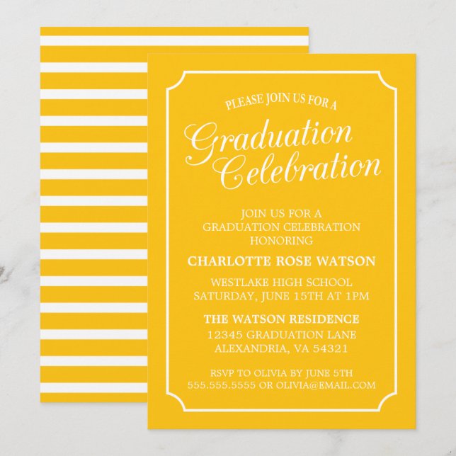 CLASSY CHIC ELEGANT GRADUTY INVITATION PARTI (Devant / Derrière)