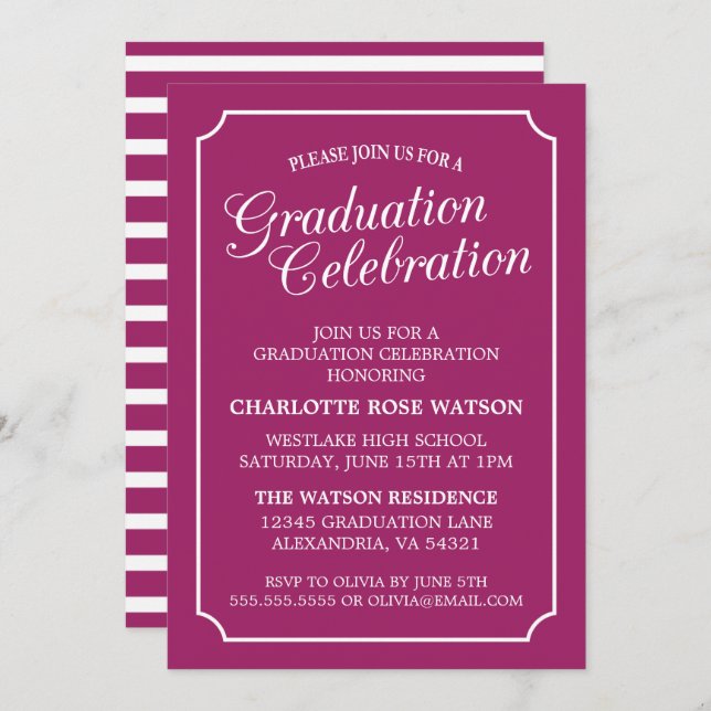 CLASSY CHIC ELEGANT GRADUTY INVITATION PARTI (Devant / Derrière)