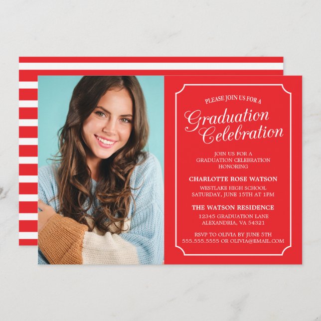 CLASSY CHIC ELEGANT GRADUTY INVITATION PARTI (Devant / Derrière)