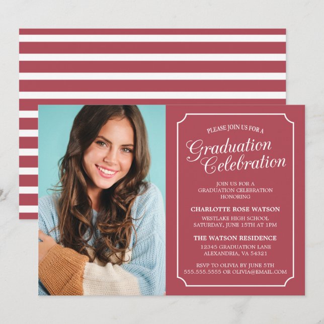 CLASSY CHIC ELEGANT GRADUTY INVITATION PARTI (Devant / Derrière)