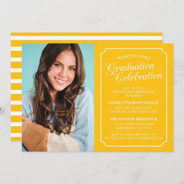 CLASSY CHIC ELEGANT GRADUTY INVITATION PARTI (Devant / Derrière)