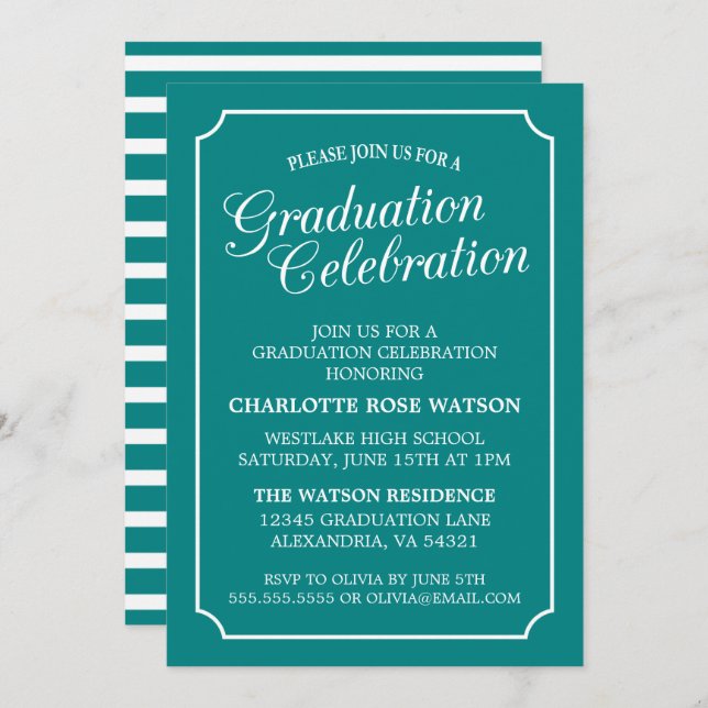 CLASSY CHIC ELEGANT GRADUTY INVITATION PARTI (Devant / Derrière)