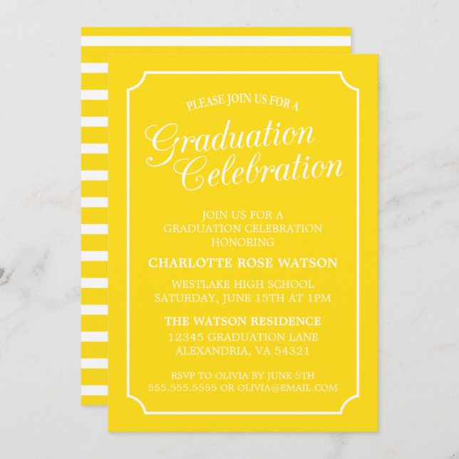 CLASSY CHIC ELEGANT GRADUTY INVITATION PARTI (Devant / Derrière)