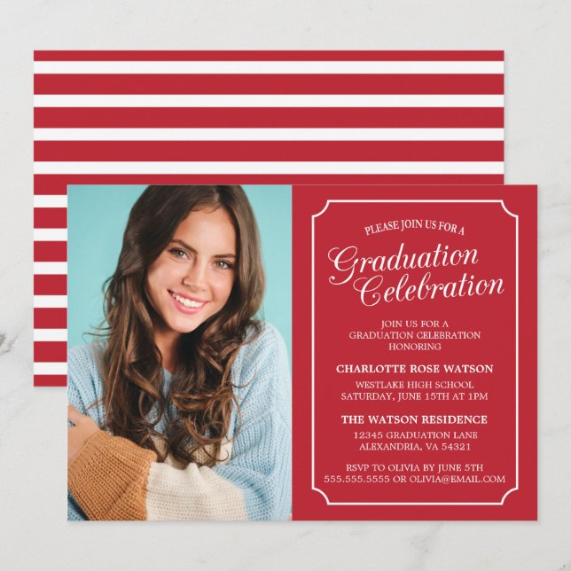 CLASSY CHIC ELEGANT GRADUTY INVITATION PARTI (Devant / Derrière)