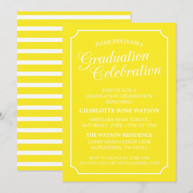 CLASSY CHIC ELEGANT GRADUTY INVITATION PARTI (Devant / Derrière)