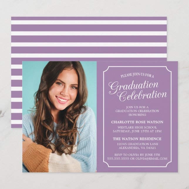 CLASSY CHIC ELEGANT GRADUTY INVITATION PARTI (Devant / Derrière)